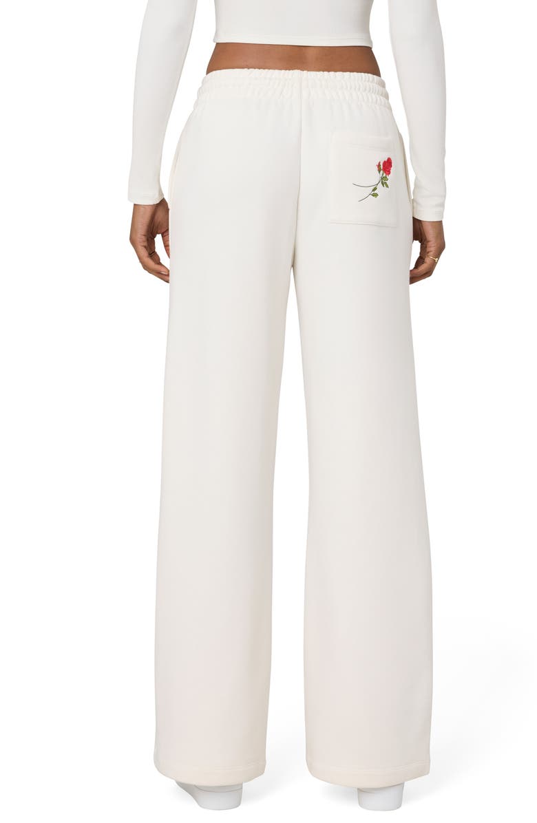 Florence by Mills Cozy Crush Forever Embroidered Wide Leg Sweatpants, Alternate, color, Jet Str Rose