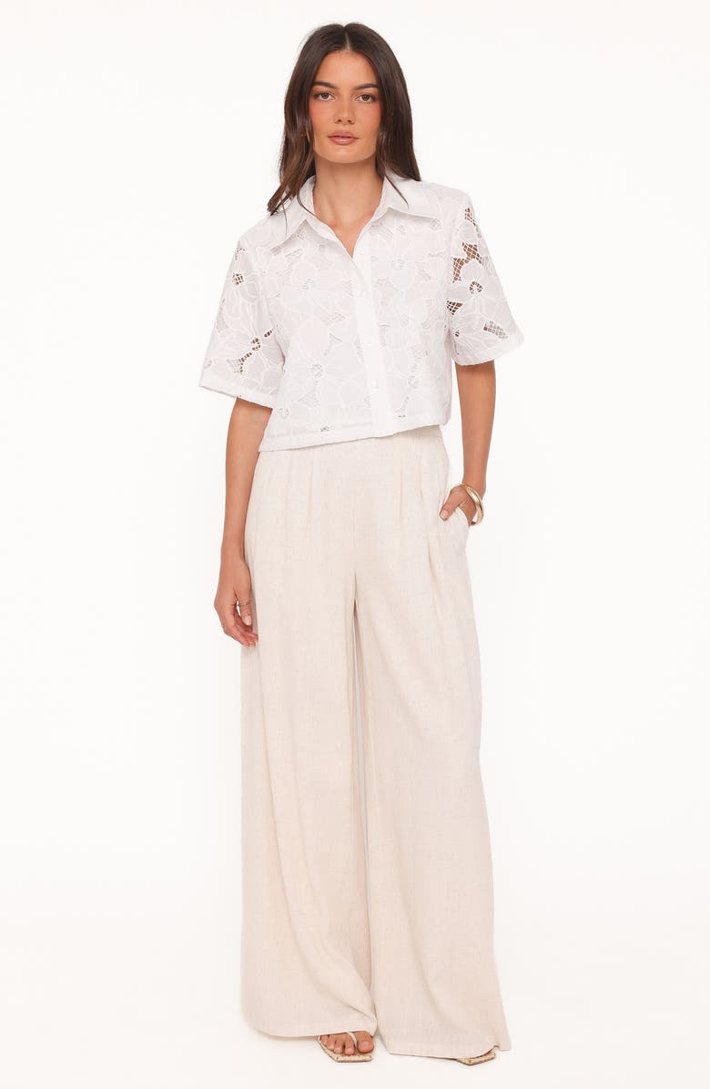 Petal & Pup Fidelma Floral Cutwork Embroidery Button-Up Shirt, Alternate, color, White