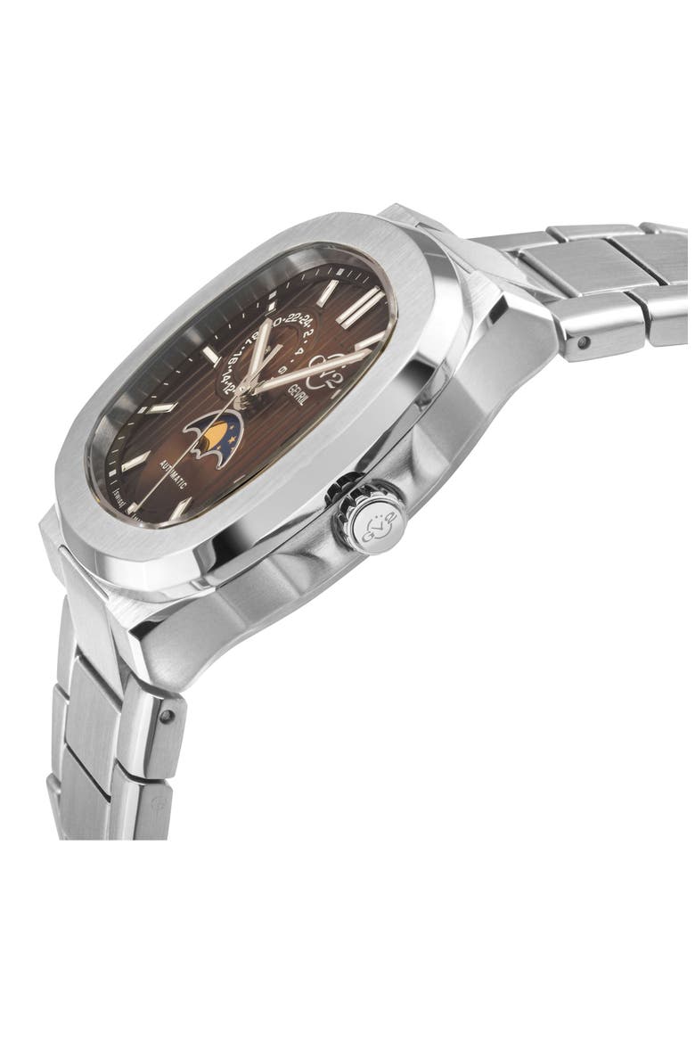 Pontente Moon Phase Swiss Automatic Watch, 40mm, Alternate, color, SILVER/SILVER