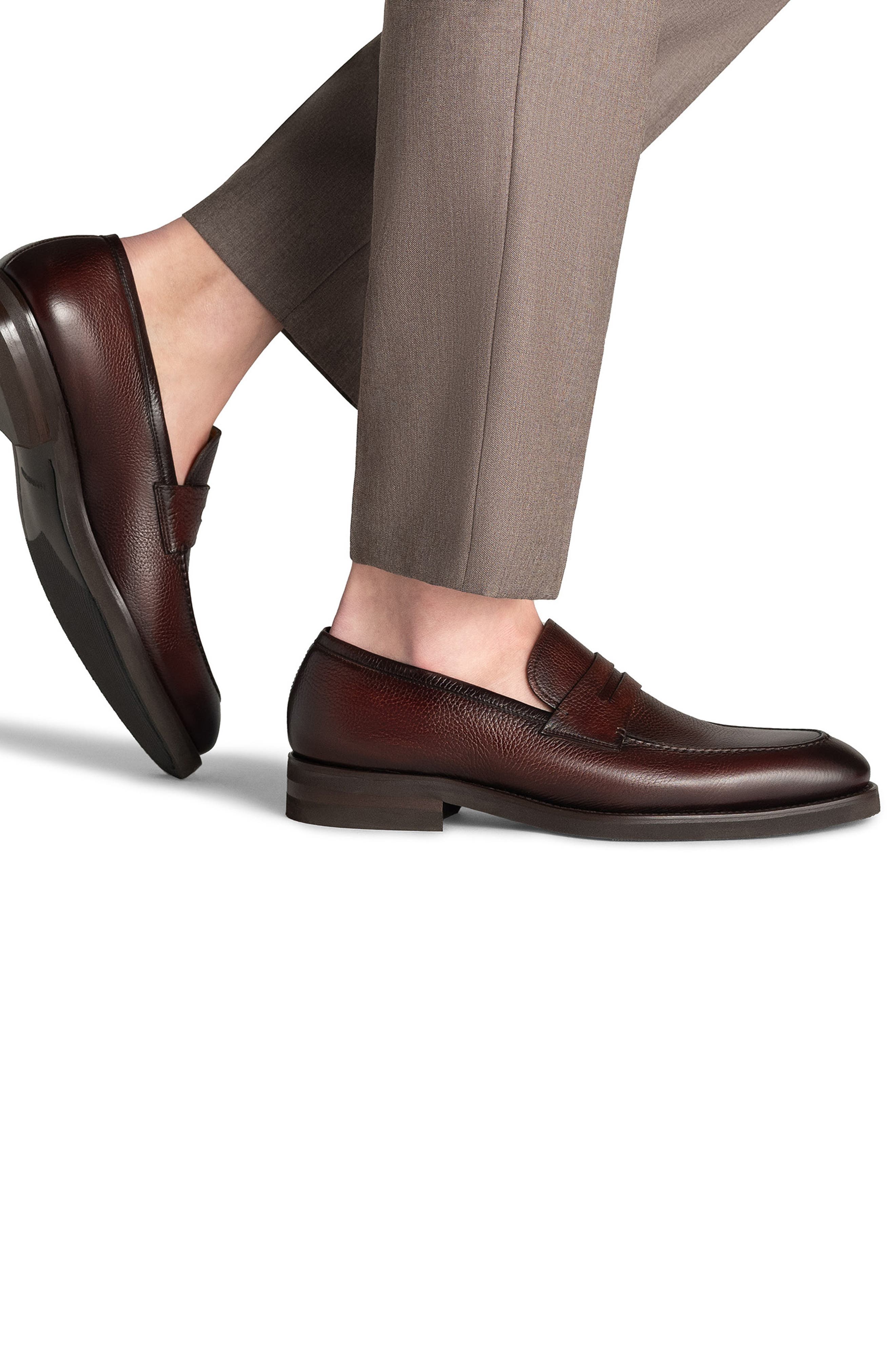 Magnanni Matlin V Penny Loafer, Alternate, color, Mid Brown