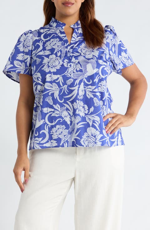 Mixed Print Cotton Top (Plus)