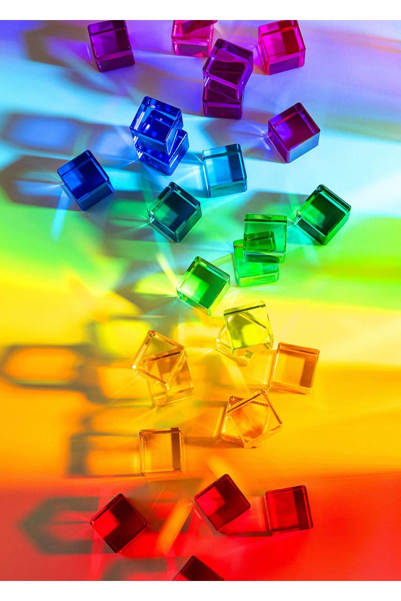 Ines Rainbow Translucent Acrylic STEM Cube Blocks - 100 Pieces, Alternate, color, Rainbow