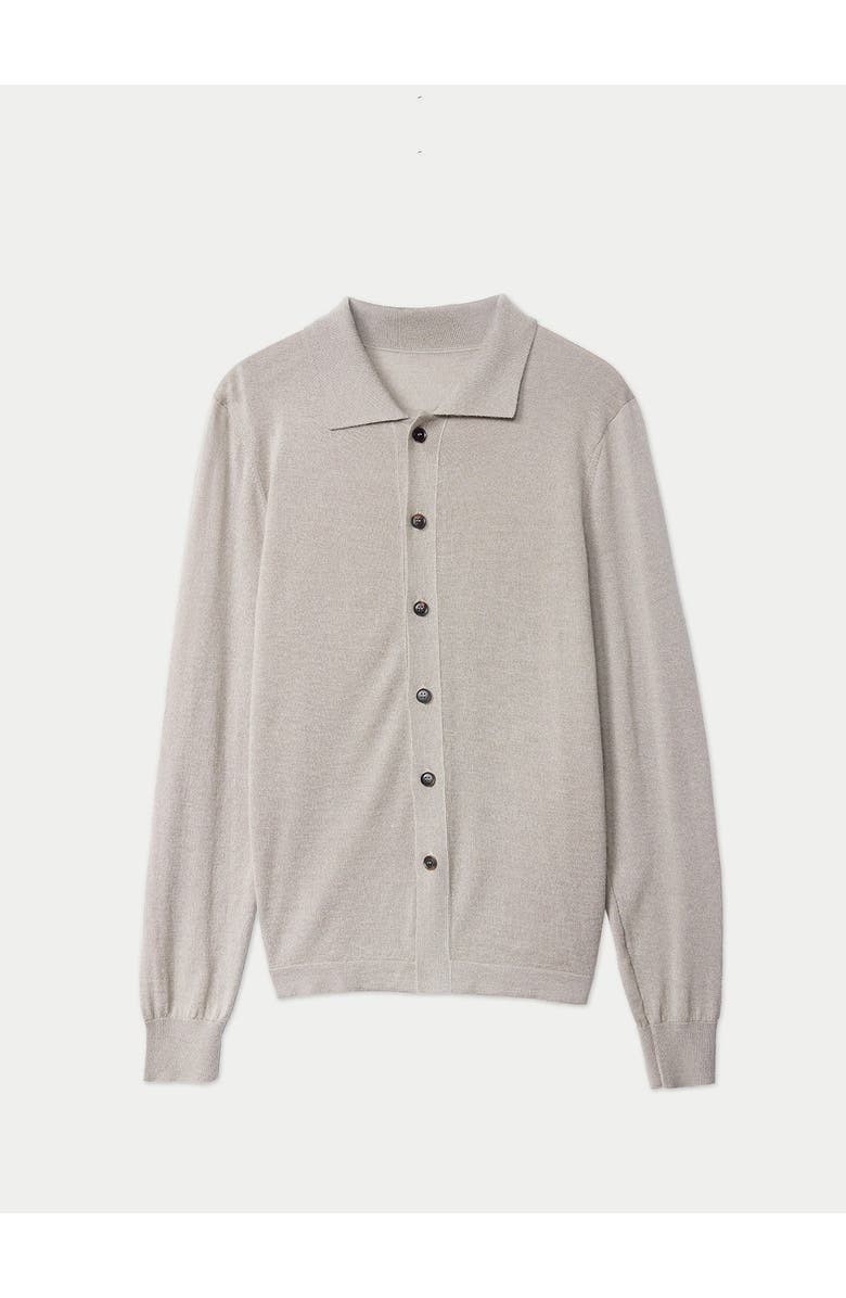 GOBI Mongolian Cashmere Cashmere Silk Polo-Neck Cardigan, Main, color, Timber Wolf