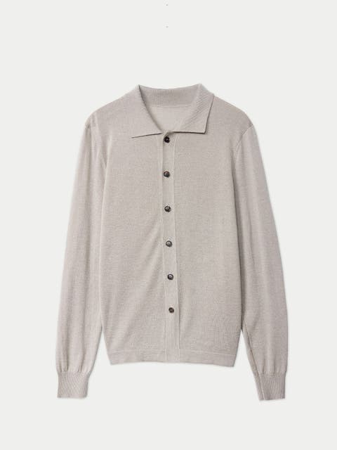 Cashmere Silk Polo-Neck Cardigan