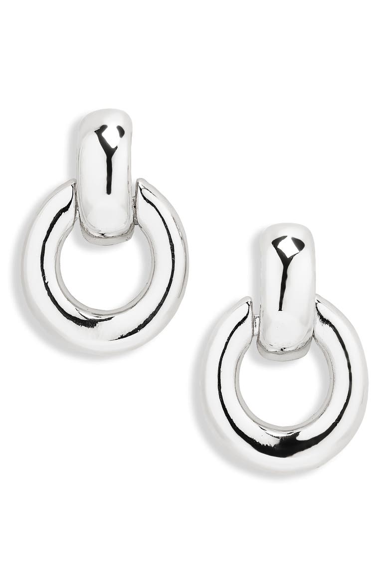 Demi Fine Doorknocker Drop Earrings, Main, color, SILVER