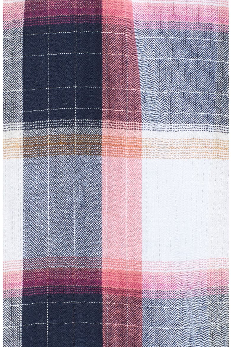 Peplum Plaid Shirt, Alternate, color, NAVY- ROSE PLAID
