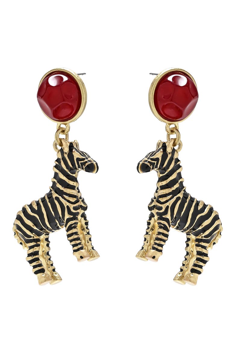 Zebra Drop Earrings, Main, color, GOLD