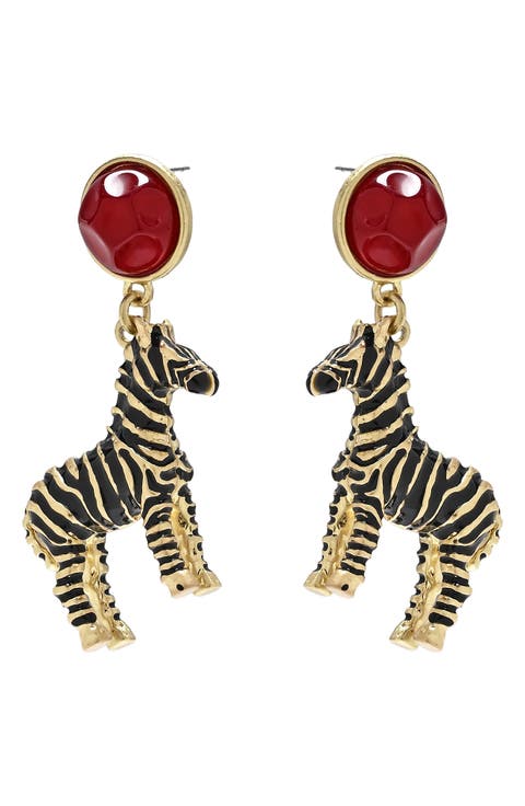 Zebra Drop Earrings