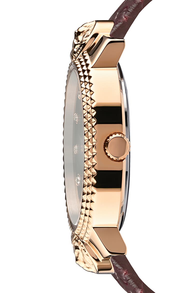 Women's Leather Strap Watch, 38mm, Alternate, color, ROSEGOLD