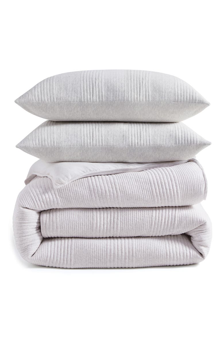 Pure Rib Comforter & Sham Set, Main, color, HEATHERED GREY