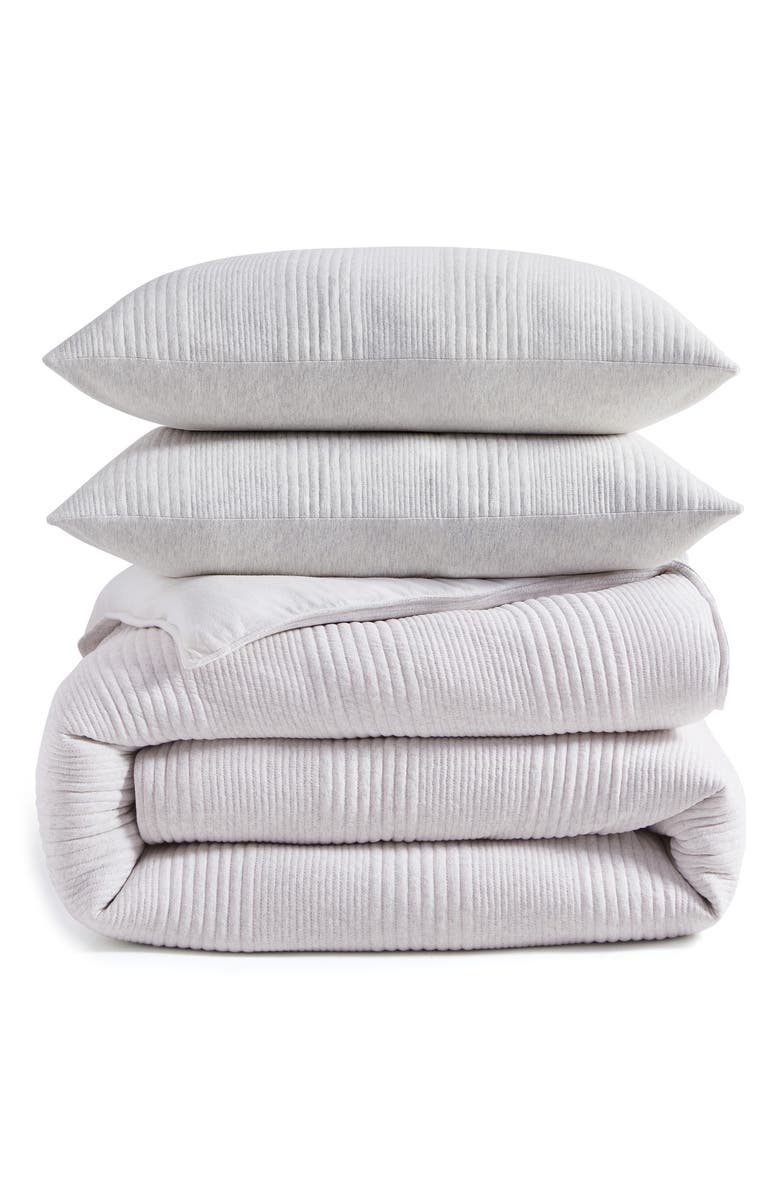 DKNY Pure Pure Rib Comforter & Sham Set, Main, color, Heathered Grey