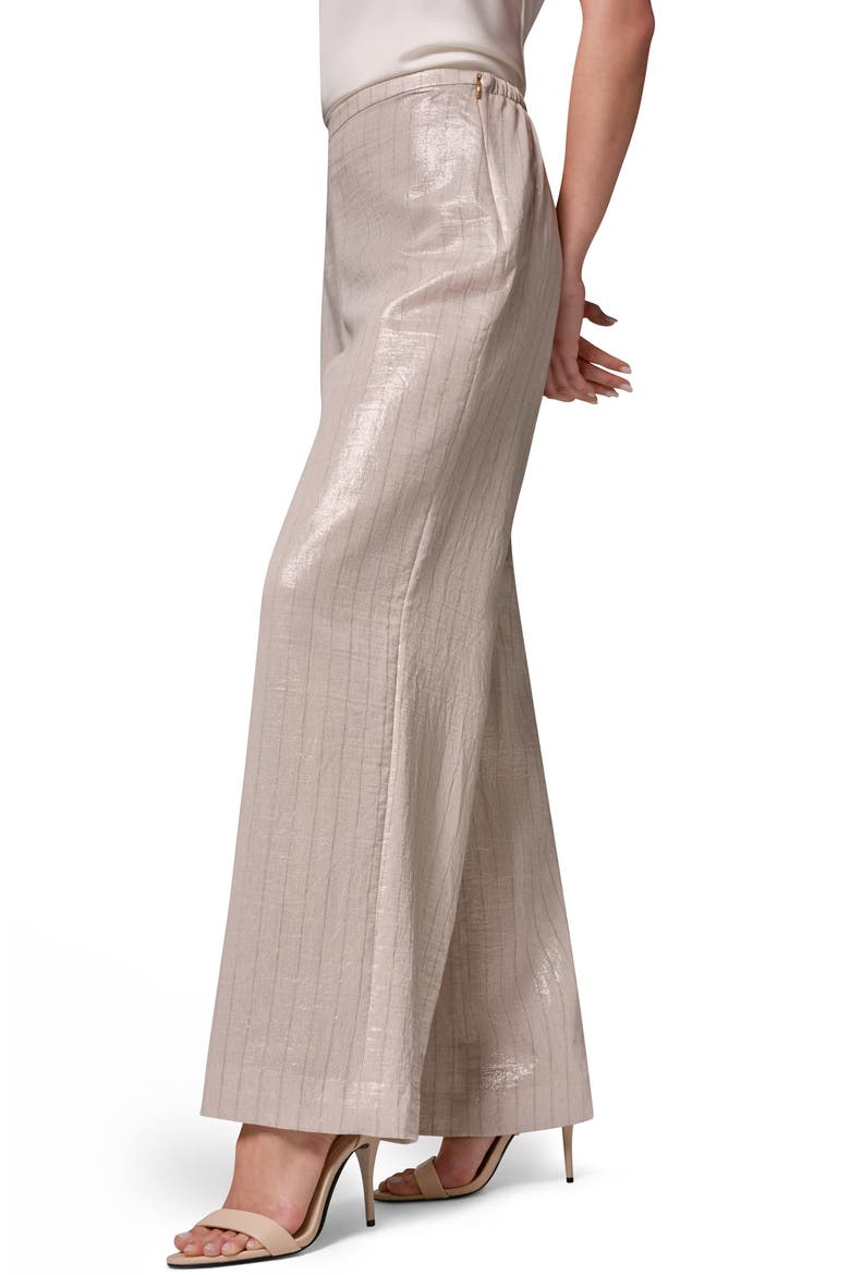 Shine Pinstripe Wide Leg Pants, Alternate, color, SISAL/ CANYON