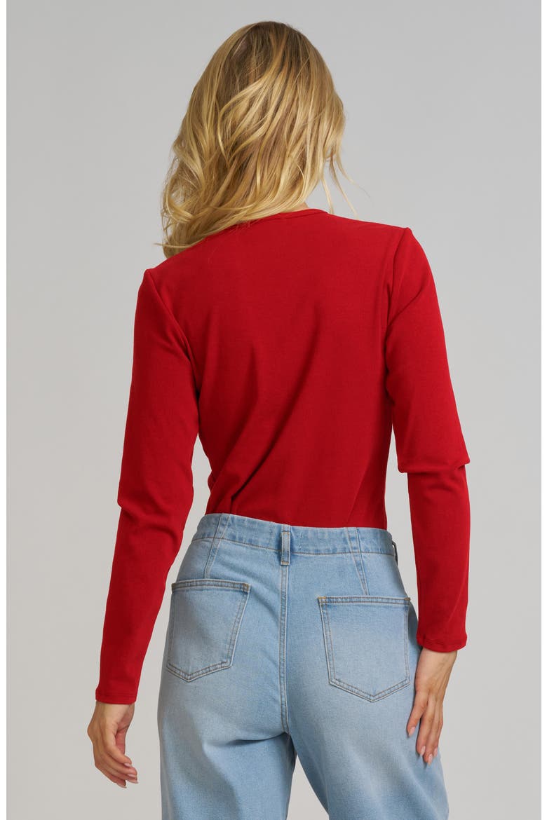 Embroidered Long Sleeve Shirt, Alternate, color, CERISE
