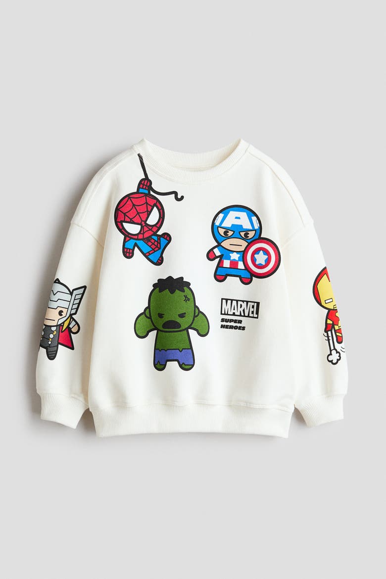 Printed Sweatshirt, Main, color, White/Marvel Comics