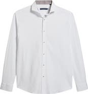Stone Rose Nova Legacy Solid White Stretch Cotton Blend Button-Up Shirt