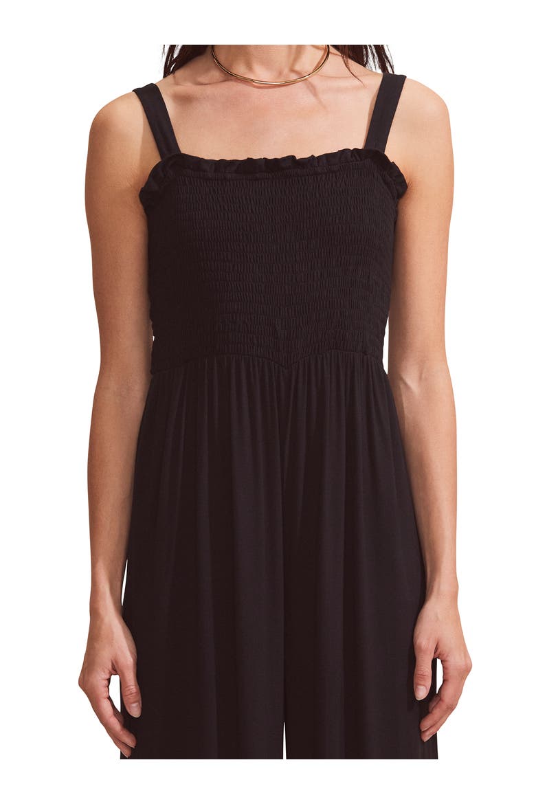 Shirred Bodice Jersey Jumpsuit, Alternate, color, Black