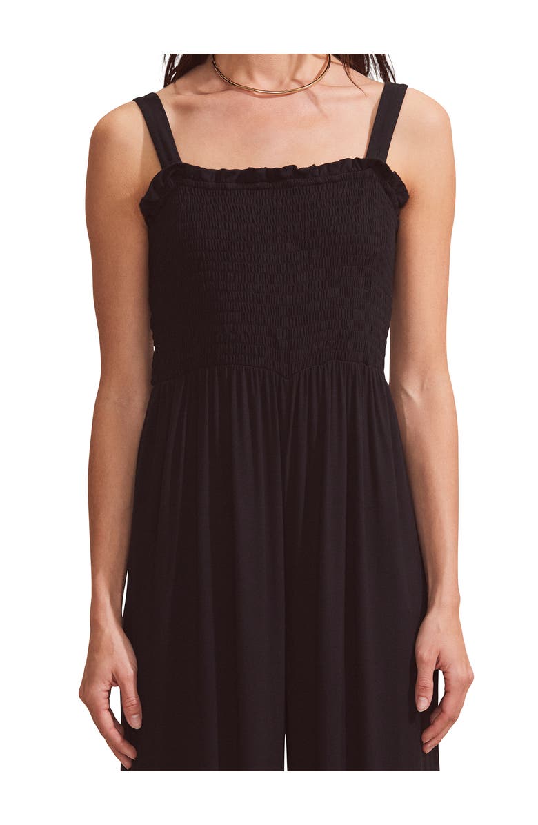 Ro&Zo Shirred Bodice Jersey Jumpsuit, Alternate, color, Black