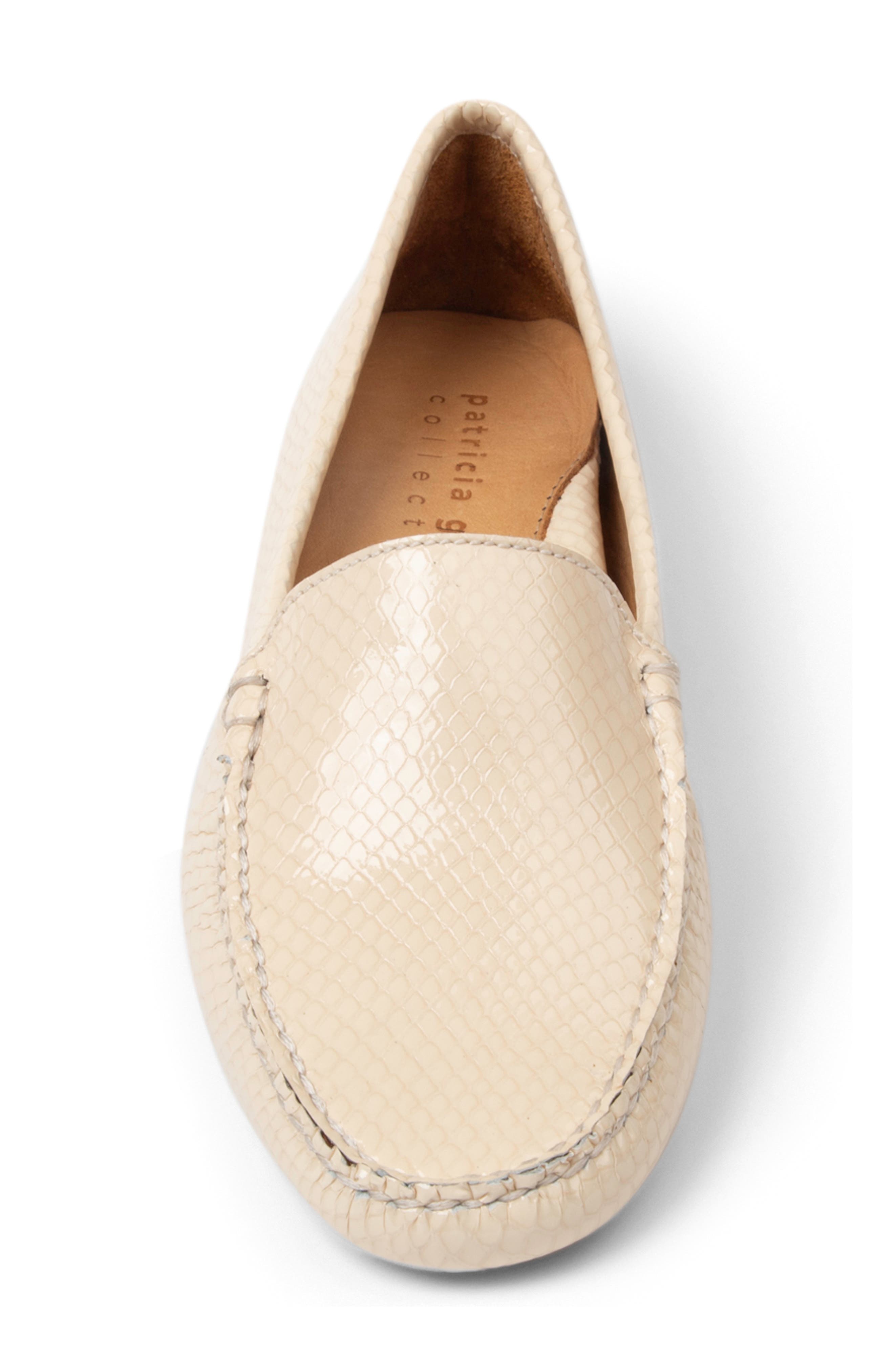 patricia green Jillian Snake Embossed Driving Shoe, Alternate, color, Cream Snake Leather
