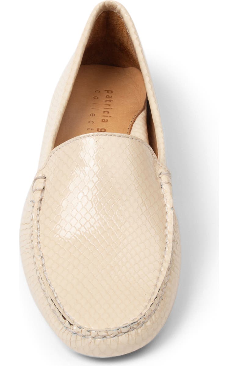 patricia green Jillian Snake Embossed Driving Shoe, Alternate, color, Cream Snake Leather
