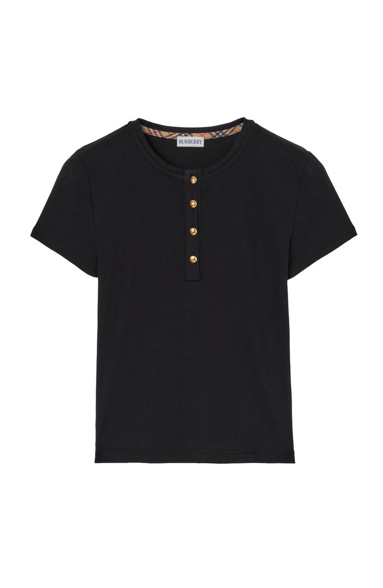 Burberry Cropped Cotton T-shirt, Main, color, Black