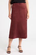 MAX STUDIO Faux Suede A-Line Midi Skirt