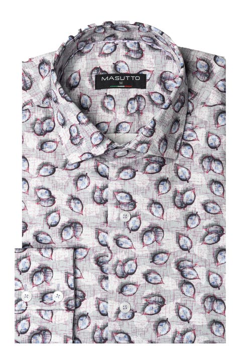 Livio Print Button-Up Long Sleeve Shirt