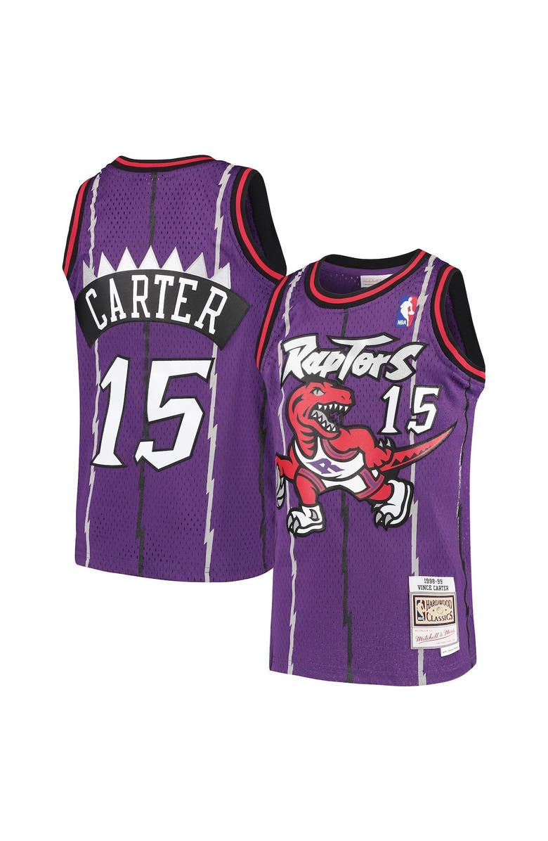 Mitchell & Ness Youth Mitchell & Ness Vince Carter Purple Toronto Raptors 1998/99 Hardwood Classics Swingman Throwback Jersey, Alternate, color, Purple