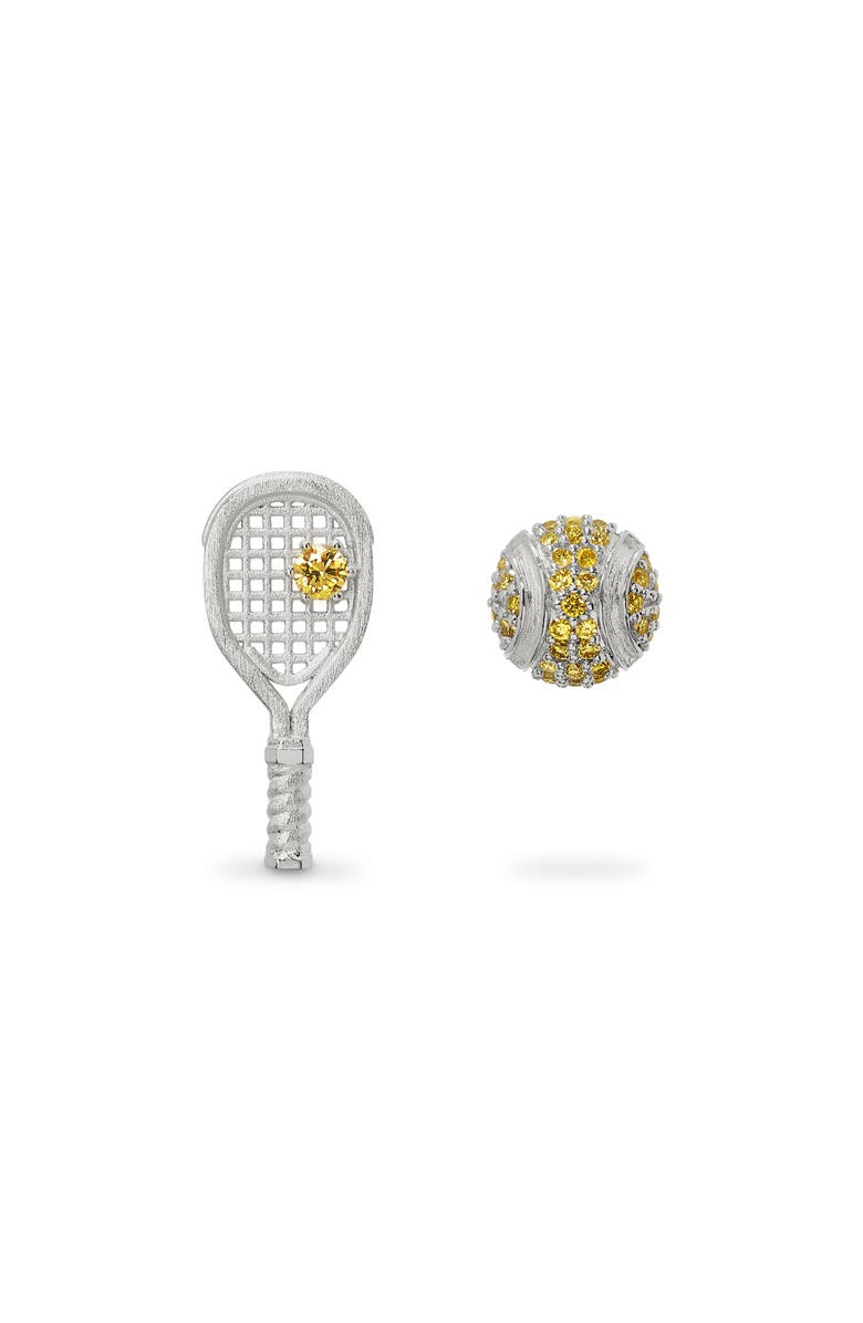 PASCAL The Tennis Stud Earrings, Yellow Diamond Pavé, Main, color, Silver / Yellow Diamond