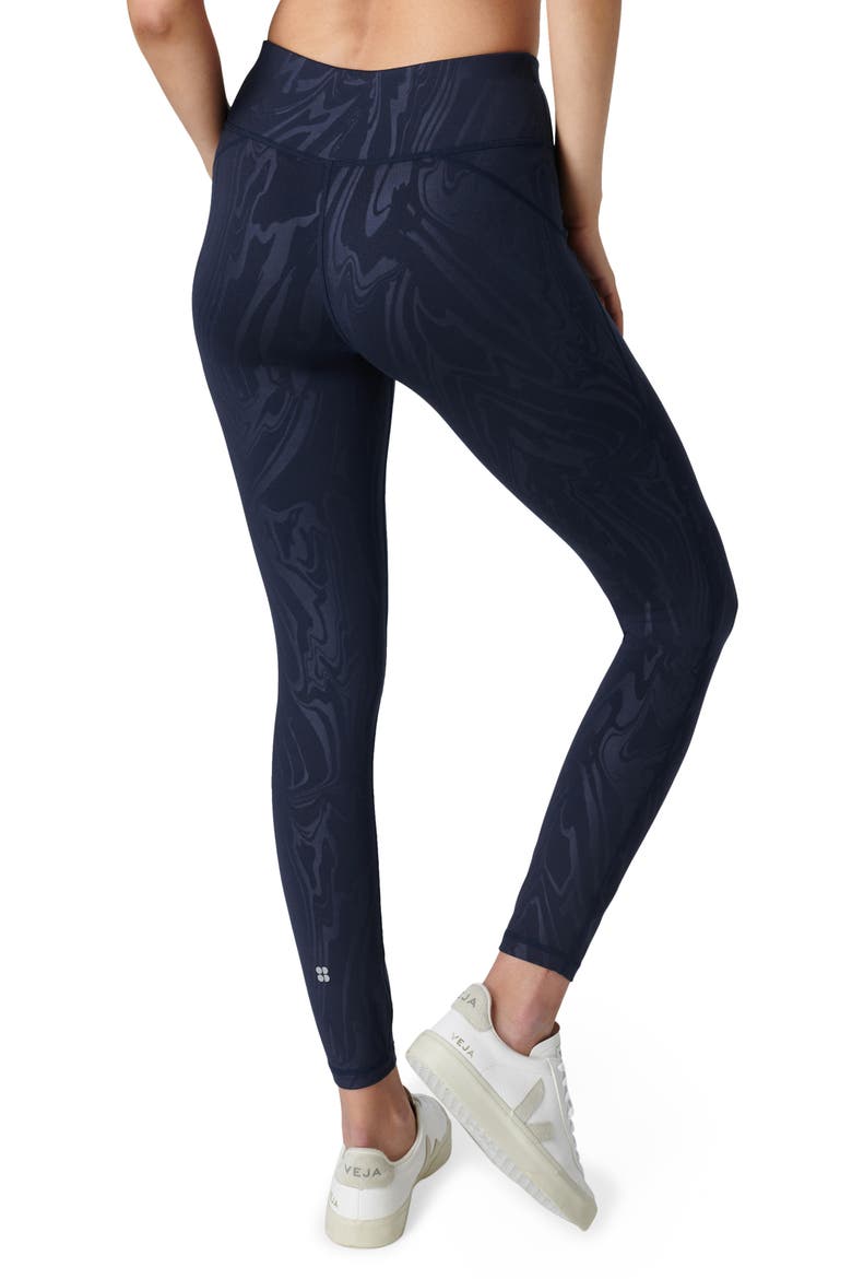 All Day High Waist Embossed Leggings, Alternate, color, NAVY BLUE SLICKED EMBOSS PRINT