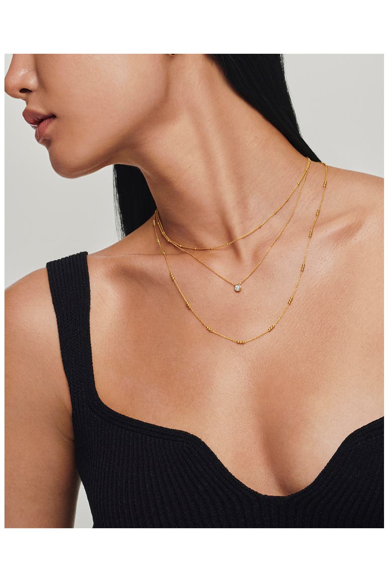 Triple Beaded Chain Necklace, Alternate, color, YELLOW GOLD