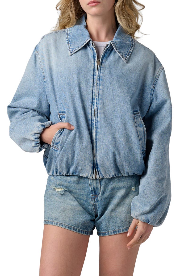 Denim Bomber Jacket, Main, color, BOTTOMLESS BRUNCH