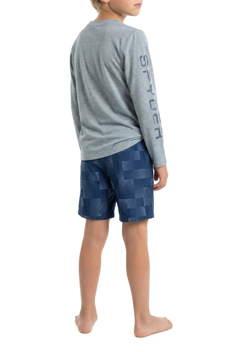 Kids' Dot Matrix Rashguard & Swim Trunks, Alternate, color, ABYSS