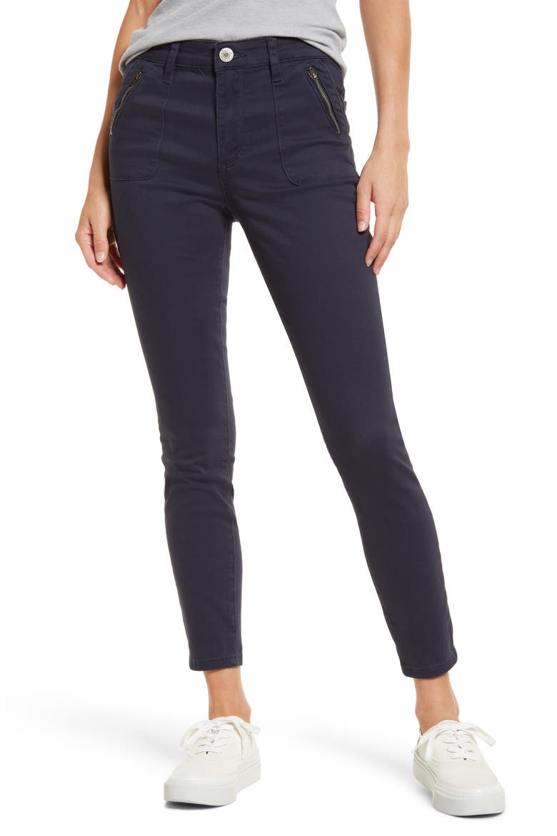 Ellie High Waist Zip Pocket Ankle Skinny Jeans, Main, color, CHARCOAL GREY