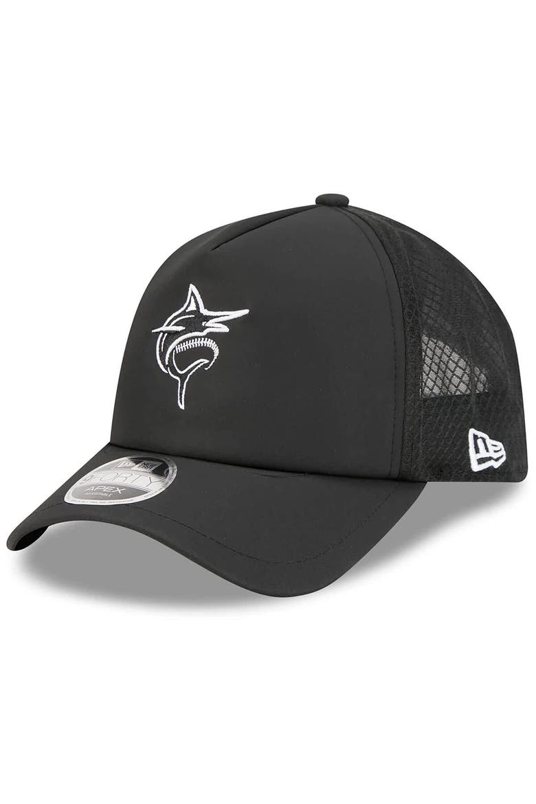 Men's New Era Black Miami Marlins 2026 Batting Practice Alternate Apex 9FORTY Adjustable Hat, Main, color, Black