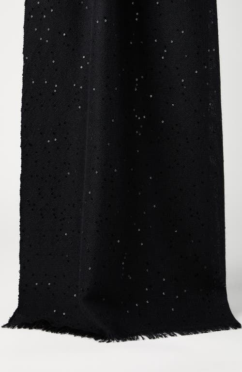 Brunello Cucinelli Cashmere And Silk Diamond Yarn Scarf In Black