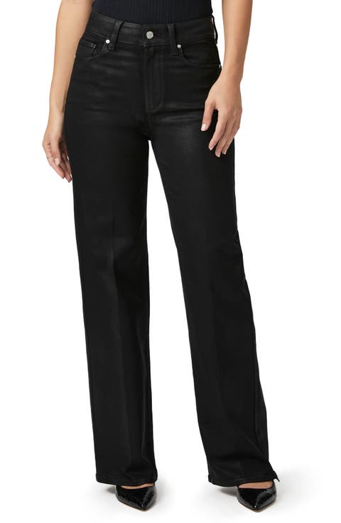 Sasha Coated High Waist Wide Leg Jeans (Black Fog Luxe Coating)