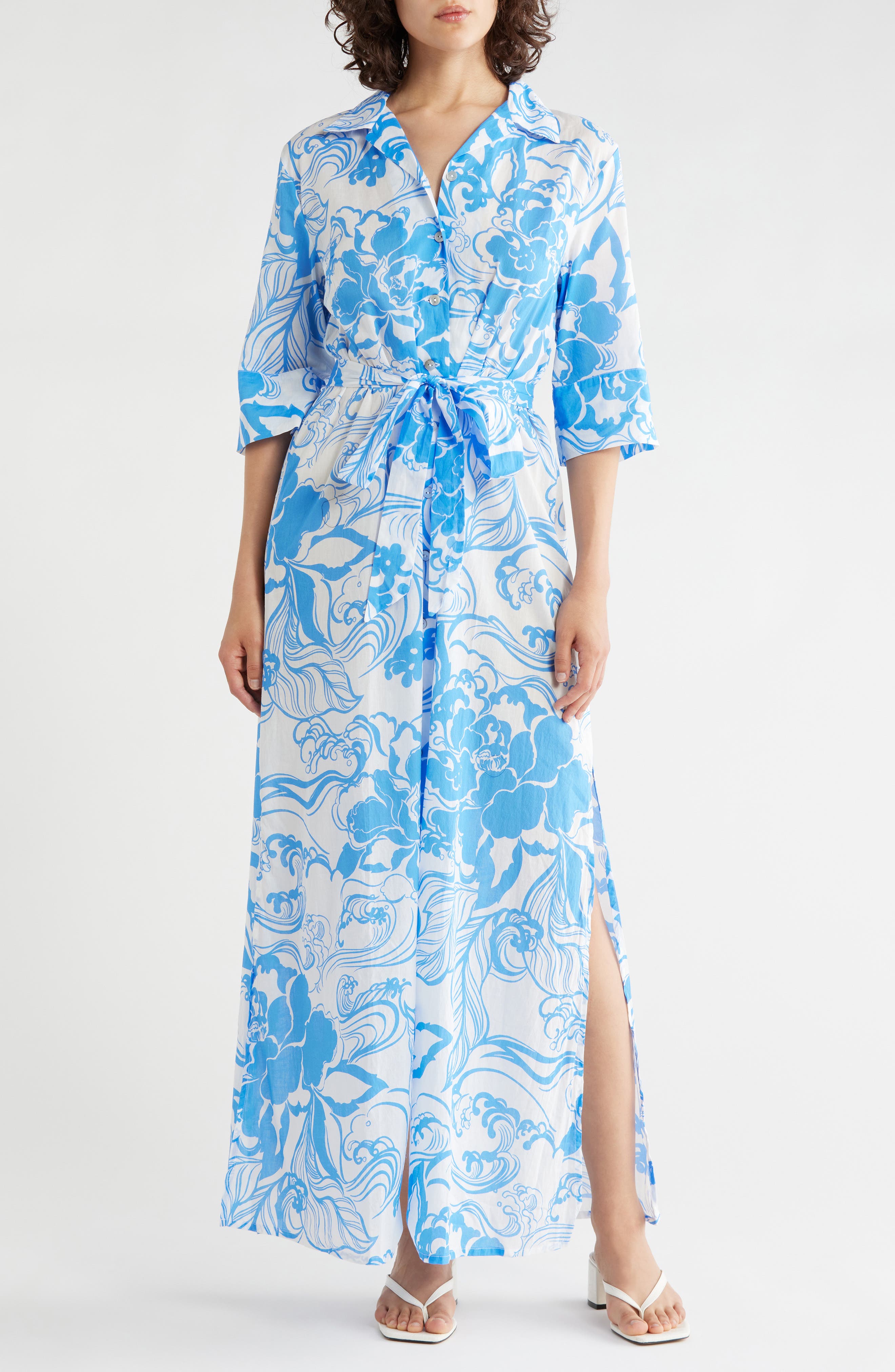 Tori Richard A Swell Time Sanna Tie Waist Shirtdress