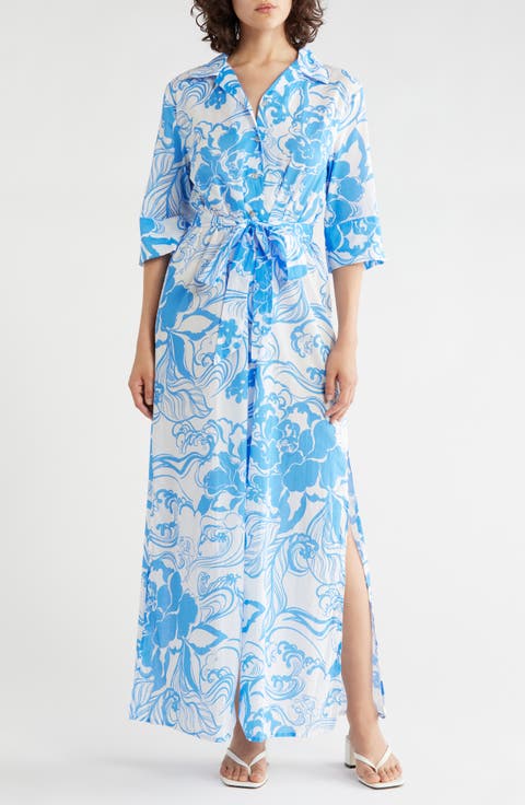 A Swell Time Sanna Tie Waist Shirtdress