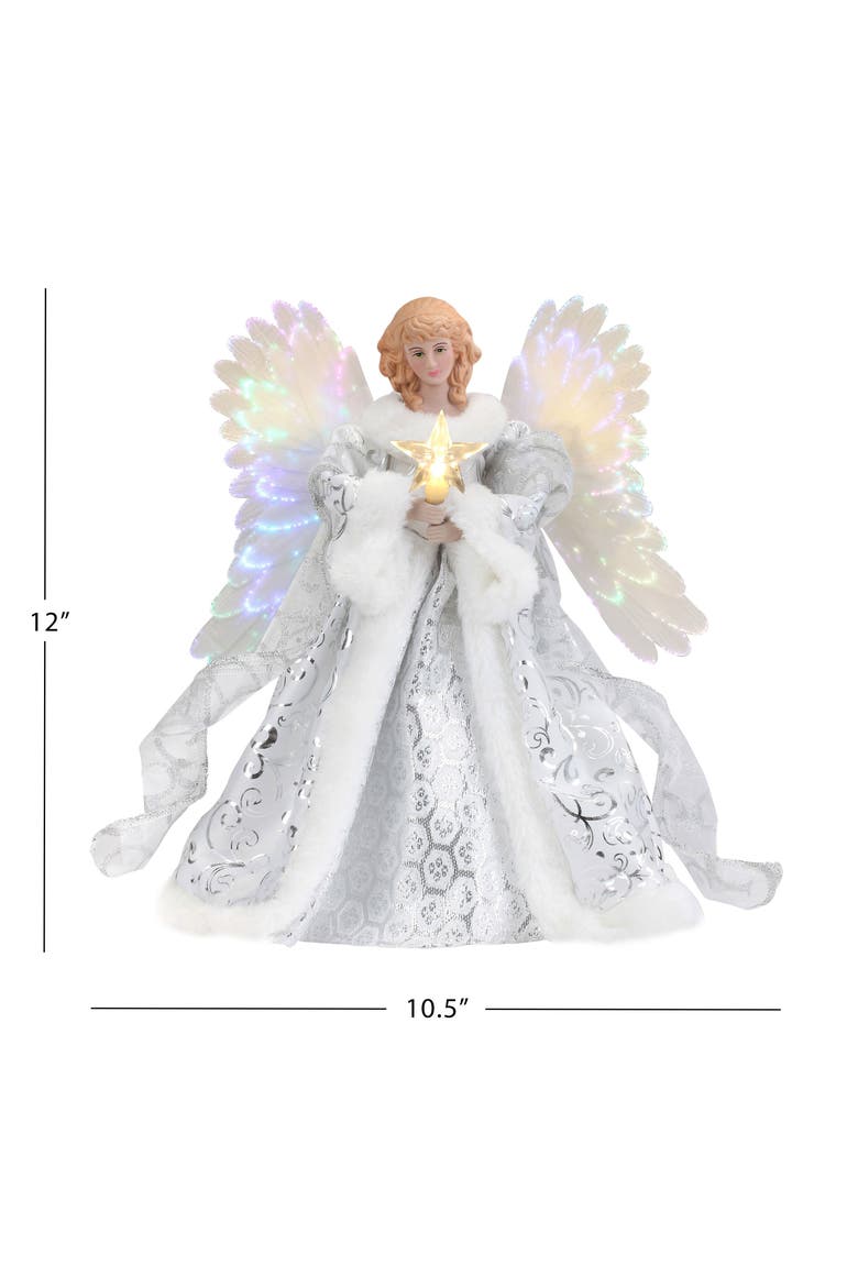 12 in. Fiber-Optic Animated Tree Topper - Black Angel, Alternate, color, White Angel