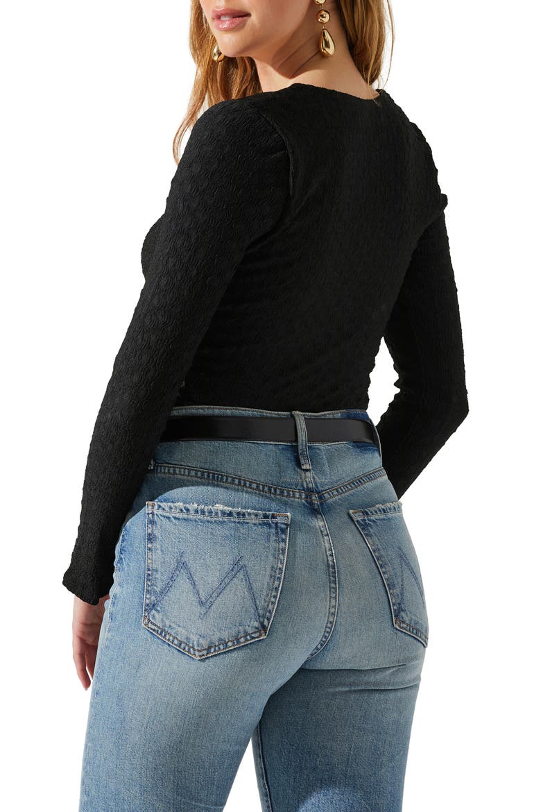 Ren Sweetheart Neck Textured Knit Top, Alternate, color, BLACK