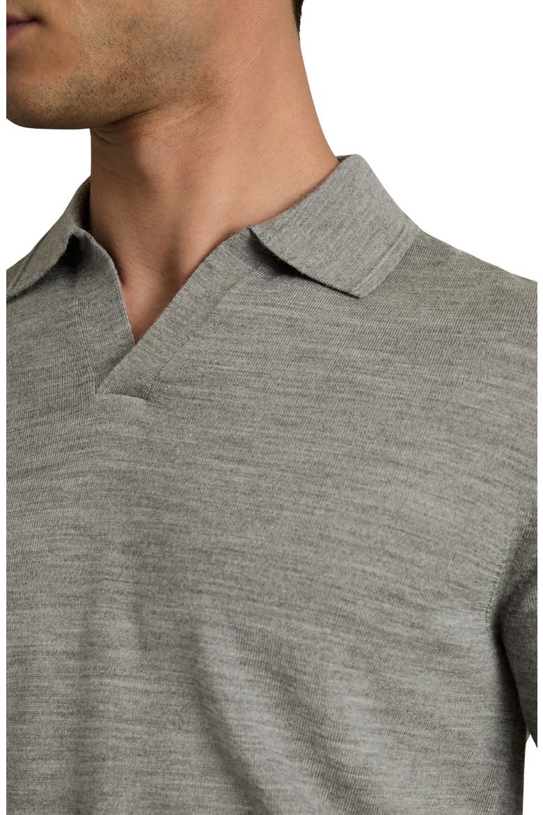 Duchie Johnny Collar Short Sleeve Wool Polo Sweater, Alternate, color, WARM GREY MELANGE