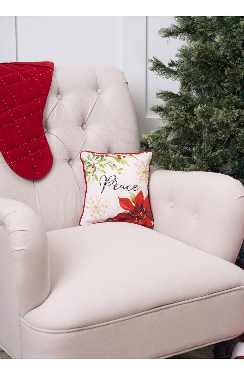 C&F Home Peace Poinsettia Small/Petite Christmas Accent Pillow, 10" x 10", Alternate, color, Green