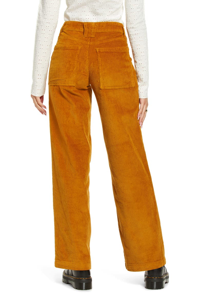 Wide Leg Stretch Cotton Corduroy Pants, Alternate, color, BROWN BUCKTHORN