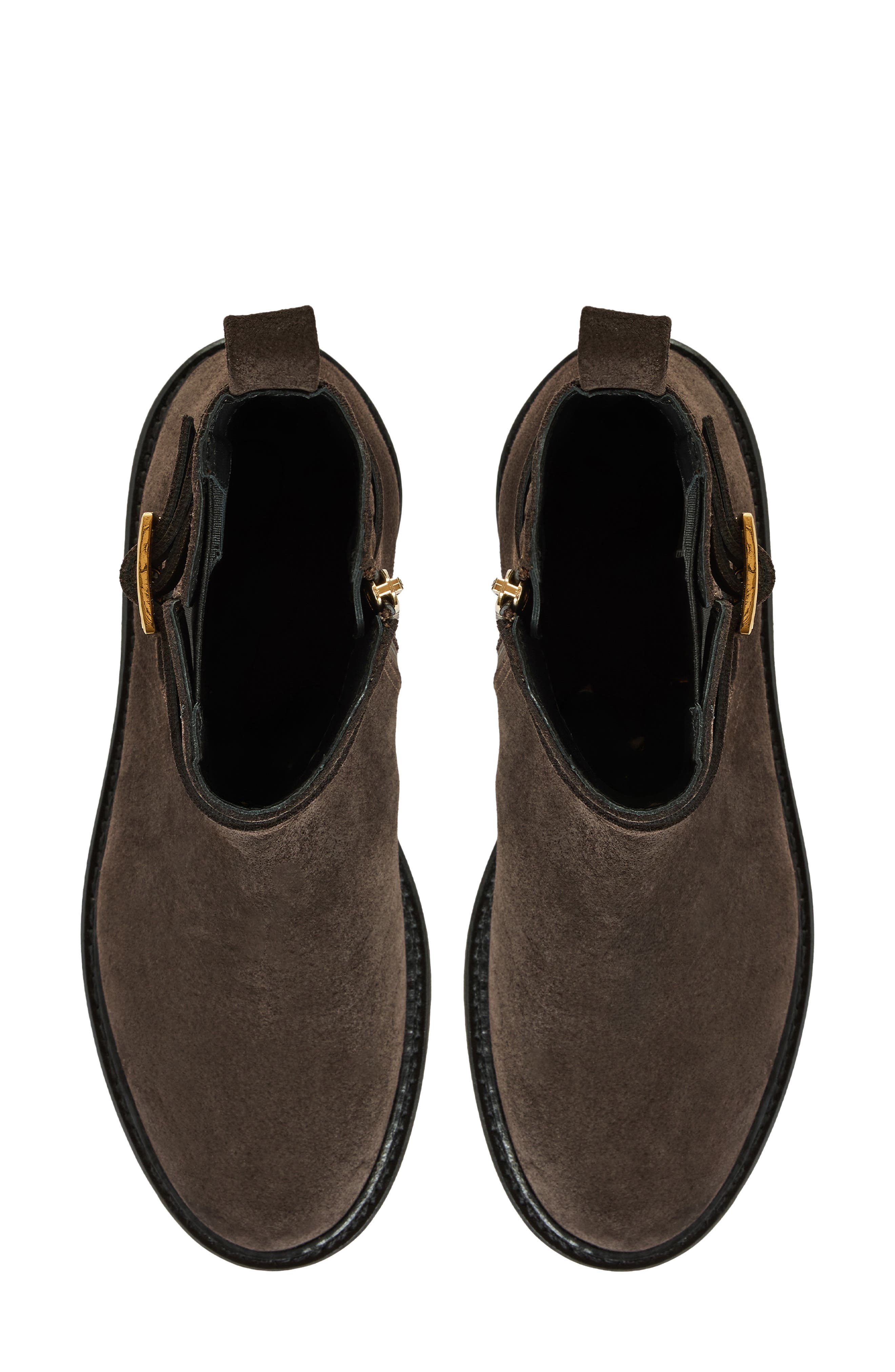 Moneta Leather Ankle Bootie, Alternate, color, DARK BROWN SUEDE