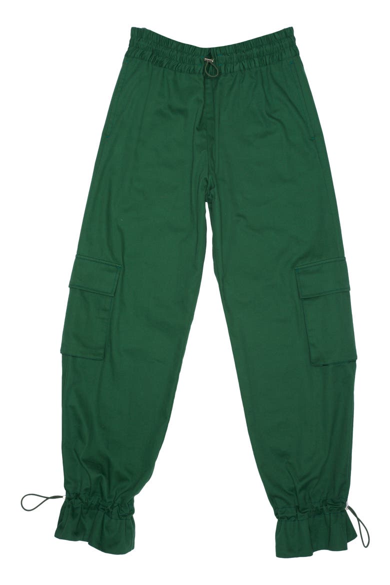 Women's Drawstring Cotton Cargo Pants, Alternate, color, GREEN