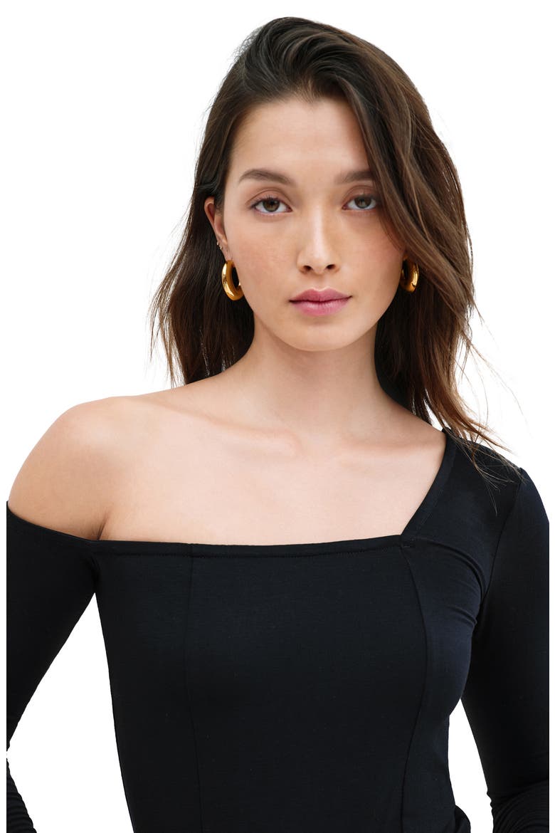 Elsa One-Shoulder Top, Alternate, color, BLACK