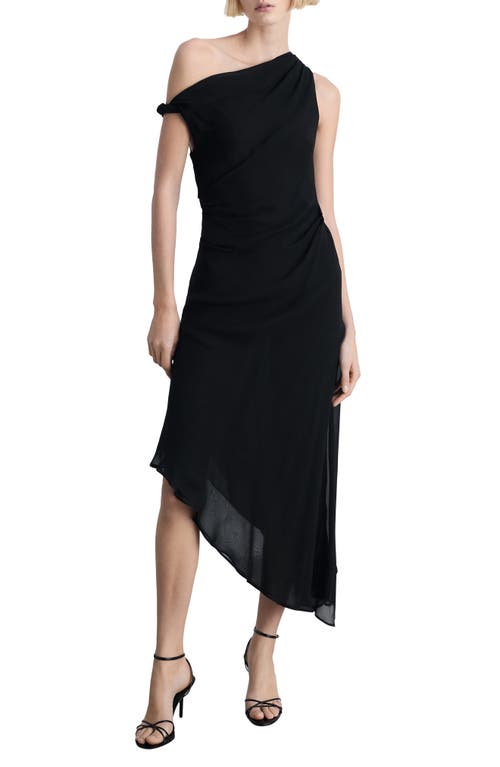 Mango Asymmetric Draped Gown Black In Black