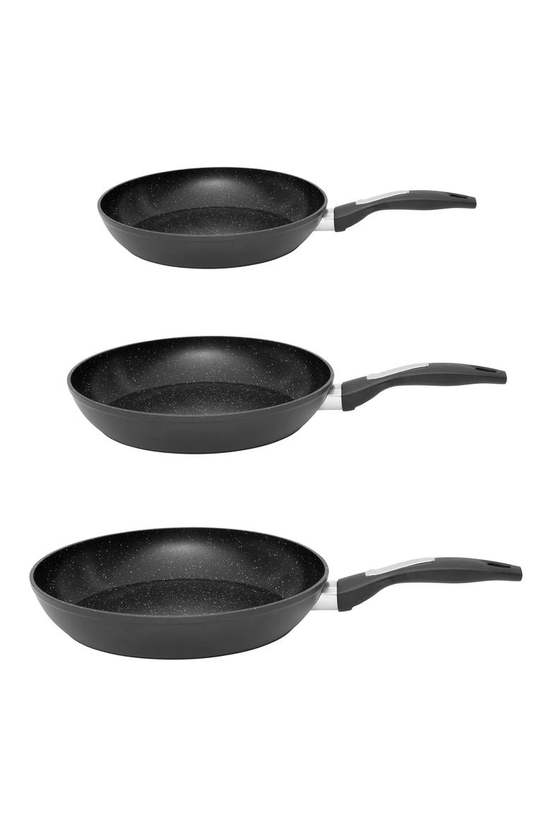 Nonstick Aluminum 3-Piece Frying Pan Set, Main, color, BLACK