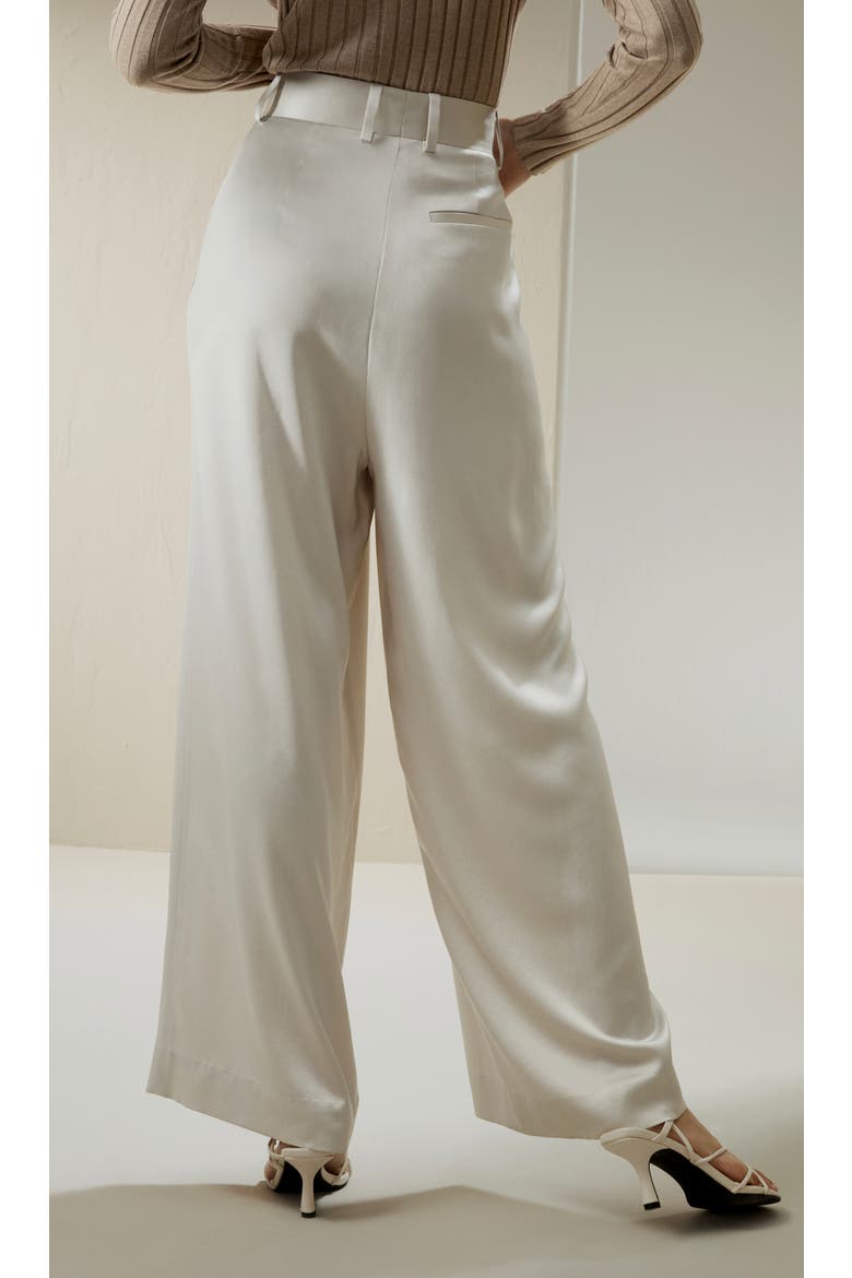 High-Waisted Wide Leg Dense Silk Pants, Main, color, Pale Gray