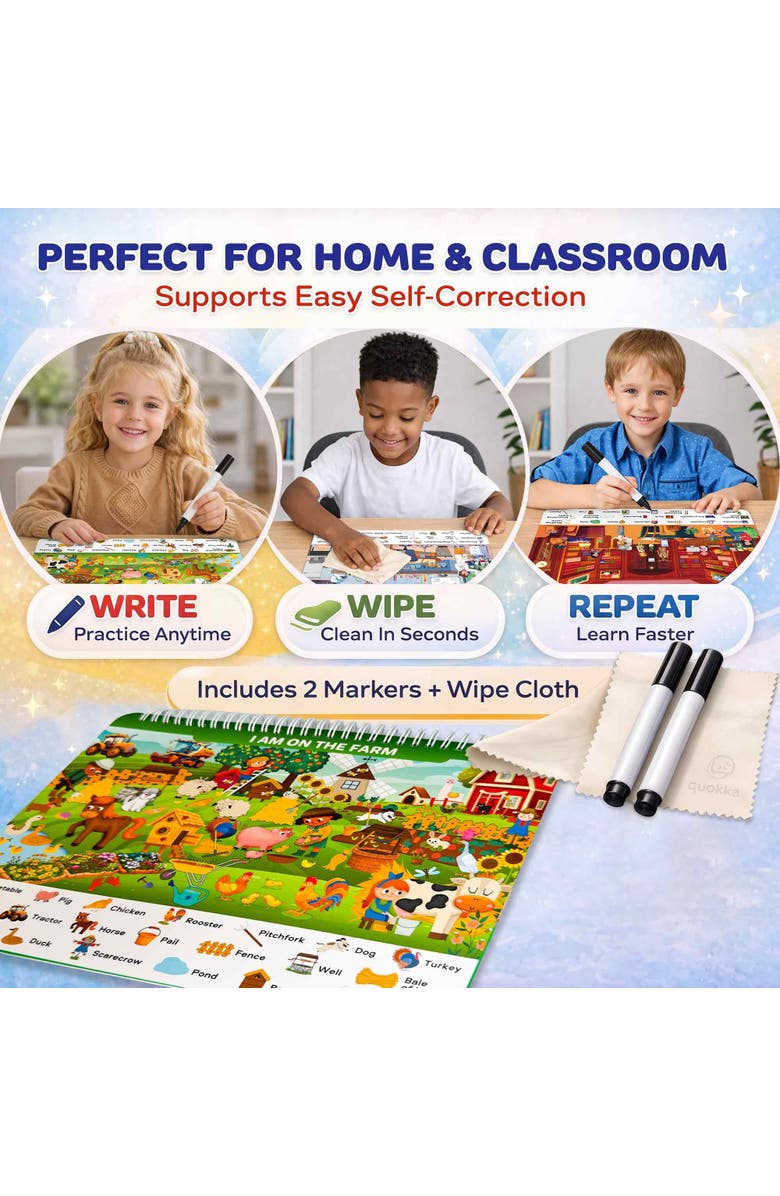 Quokka Kids Handwriting and Search & Find Activity Cards Set, Alternate, color, Places I Visit